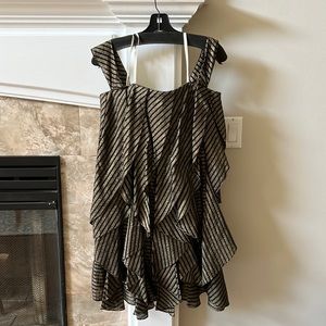 Halston Heritage | Gold and Black Mini Party Dress